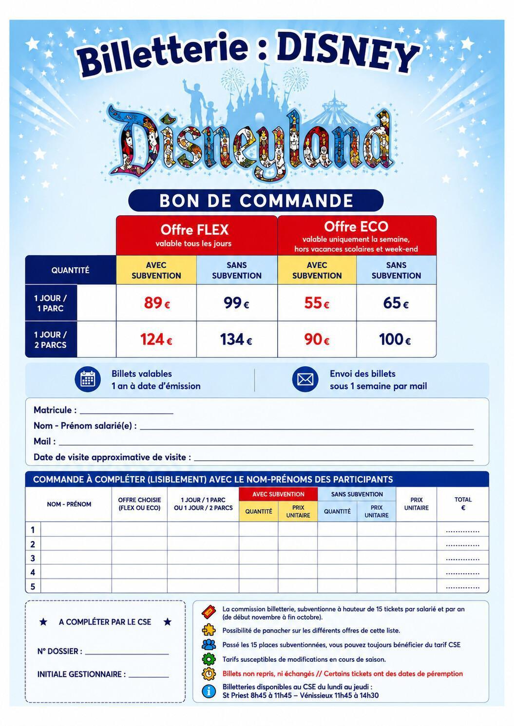 Disney 2026 - billets nominatifs