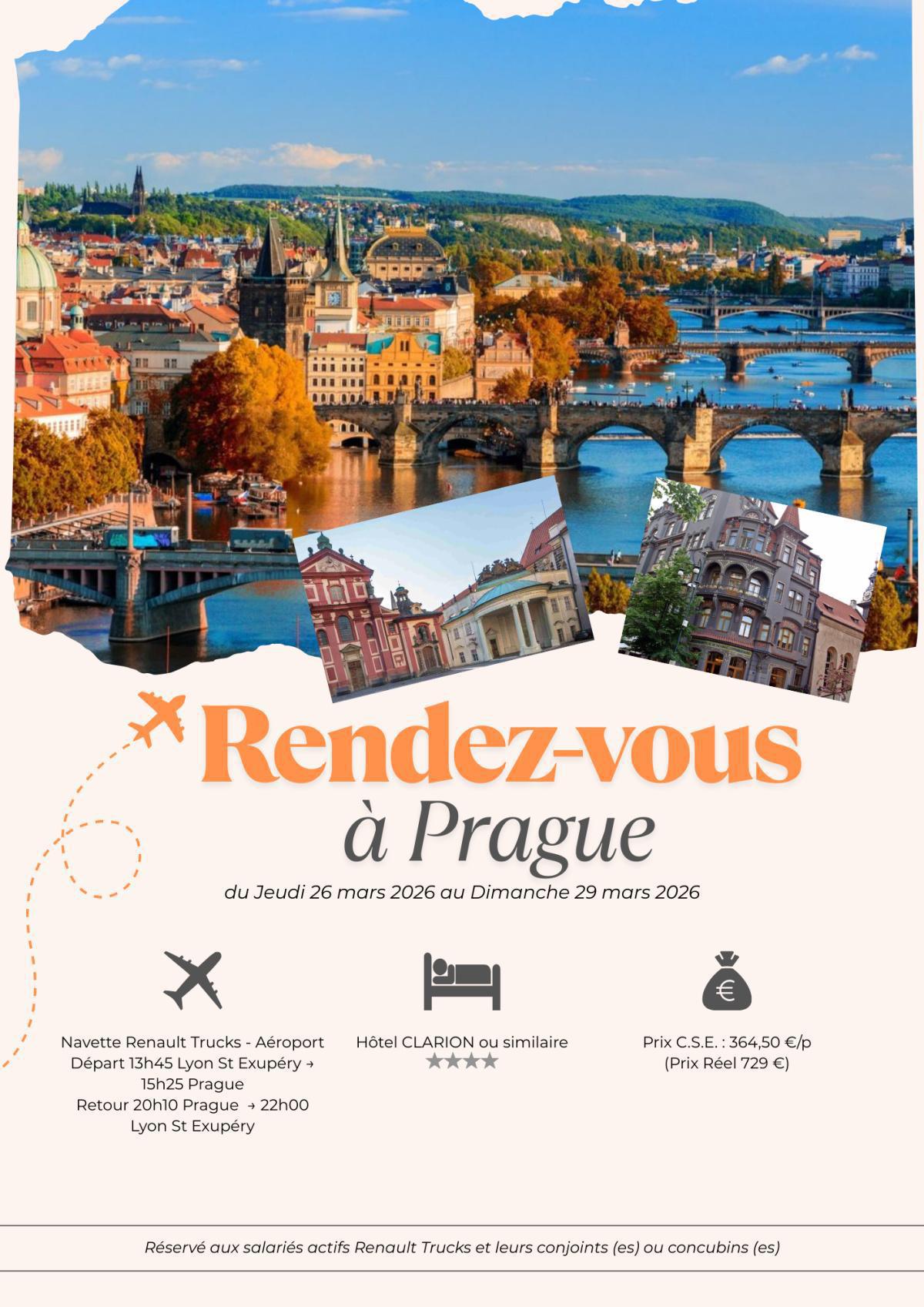 Escapade à Prague du jeudi 26 mars au dimanche 29 mars 2026