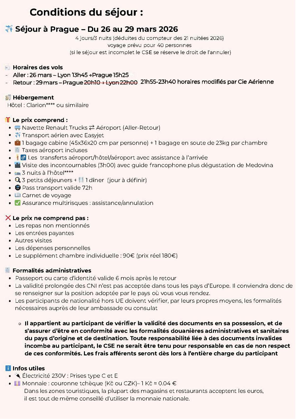 Escapade à Prague du jeudi 26 mars au dimanche 29 mars 2026 Escapade à Prague du jeudi 26 mars au dimanche 29 mars 2026