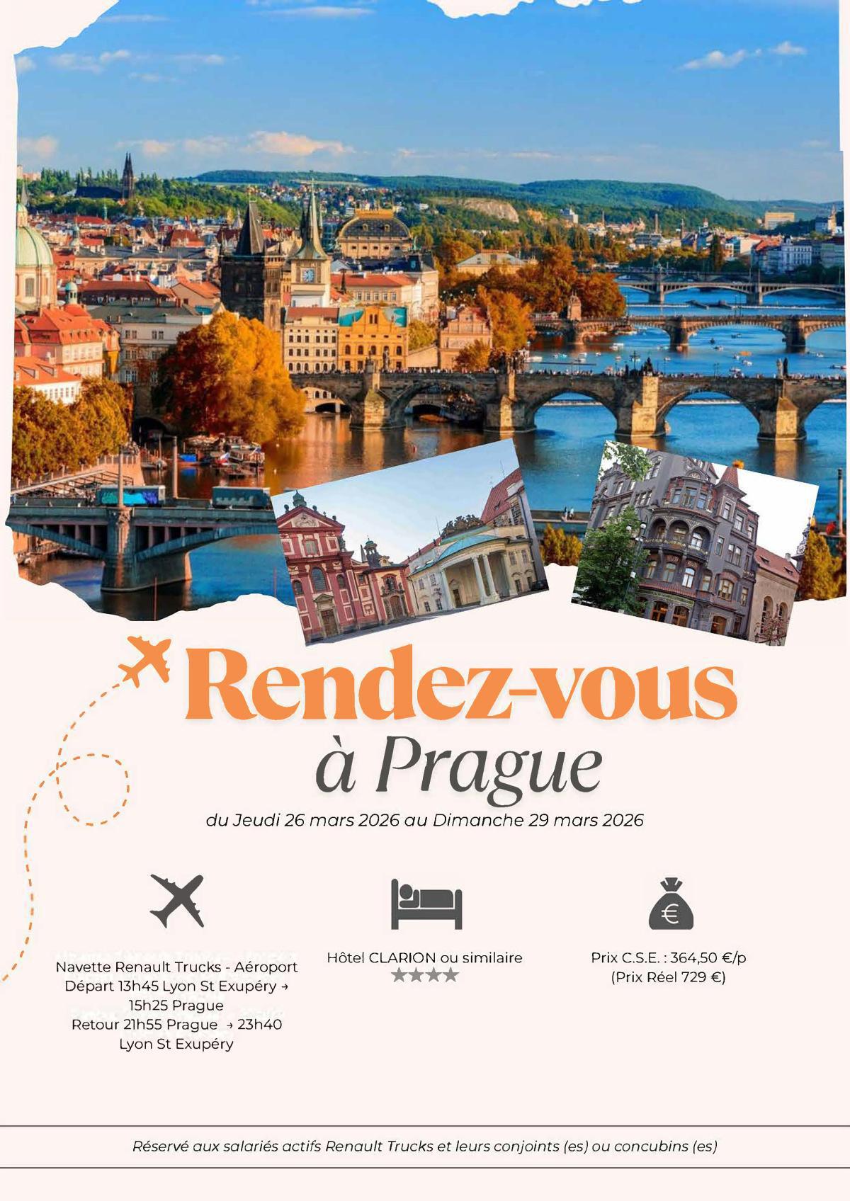 Escapade à Prague du jeudi 26 mars au dimanche 29 mars 2026