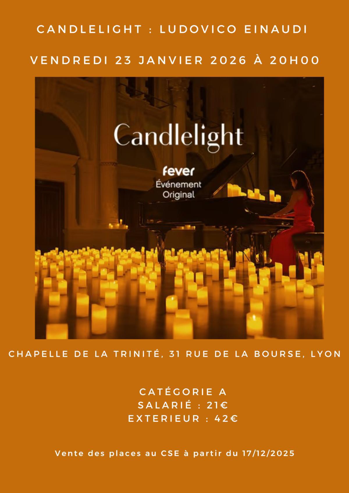 Candlelight : Ludovico Einaudi le vendredi 23 janvier 2026 à 20h00