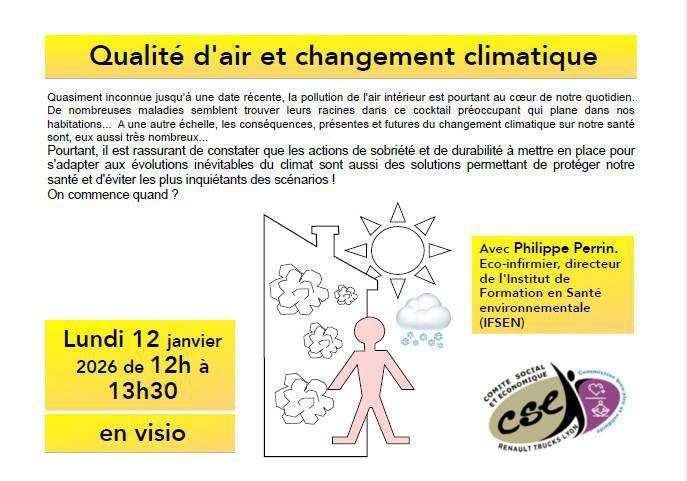 CONFERENCE : Qualité de L'air et Changement Climatique le 12 Janvier de 12h-13h30