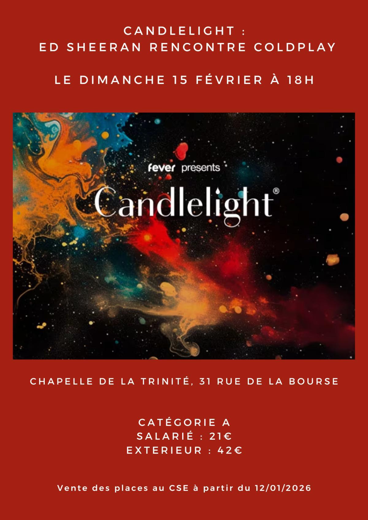 Candlelight : Ed Sheeran rencontre Coldplay le dimanche 15 février à 18h