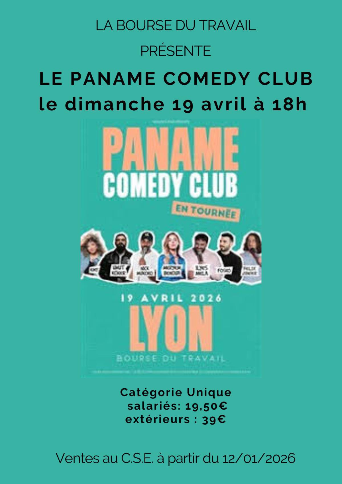 LE PANAME COMEDY CLUB à la Bourse du Travail le 19 avril 2026