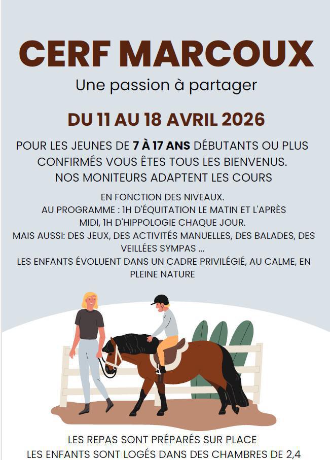 Colonie à Marcoux (CERF) pour les 7/17 ans du 11 au 18/04/26