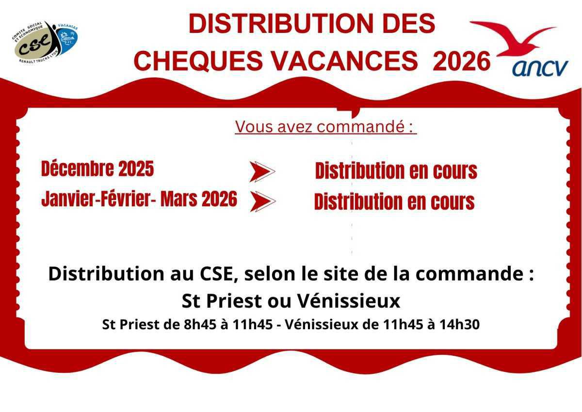Distribution des chèques vacances 2026