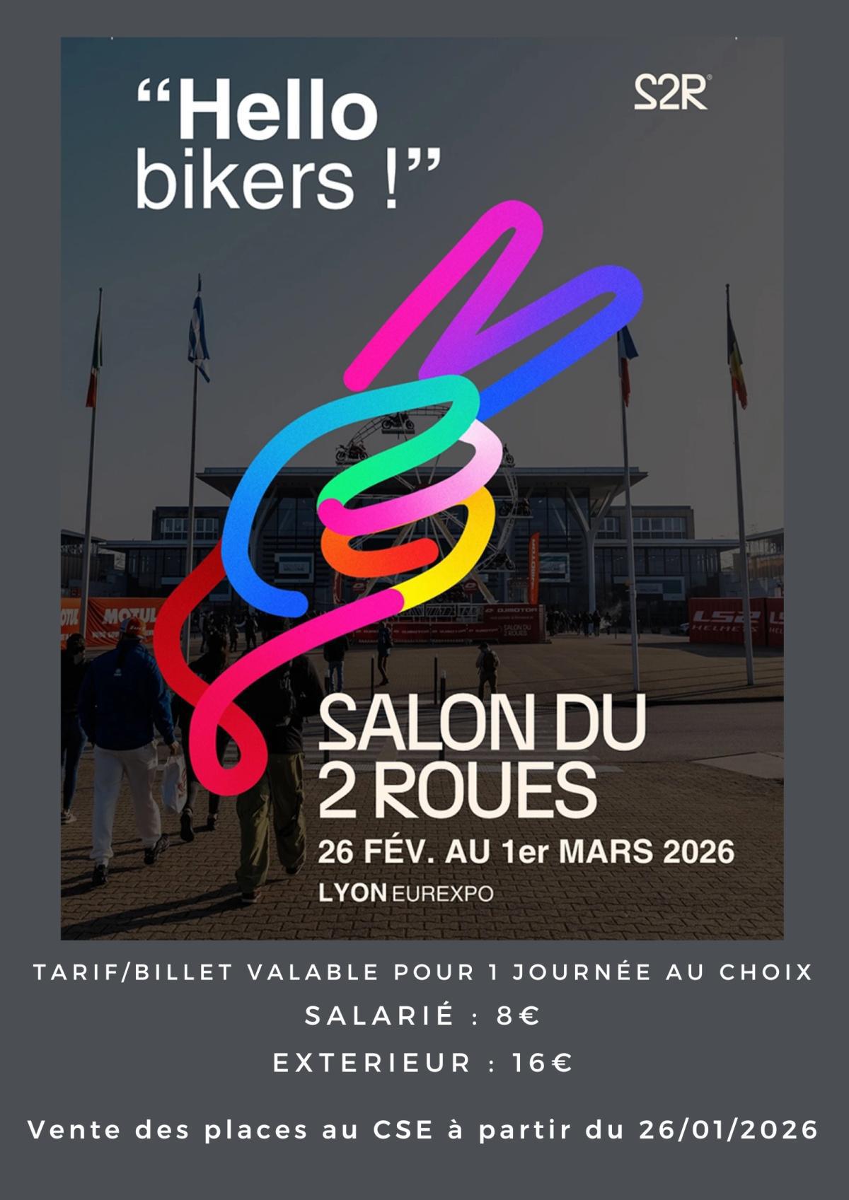 Nouvelles places pour le Salon du 2 roues 26/02/26 - 01/03/26 à Eurexpo Nouvelles places pour le Salon du 2 roues 26/02/26 - 01/03/26 à Eurexpo