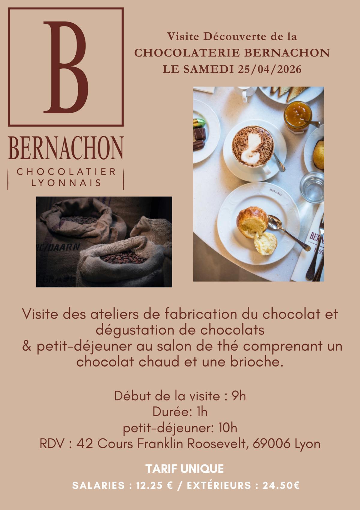  Visite Découverte de la CHOCOLATERIE BERNACHON LE SAMEDI 25/04/2026