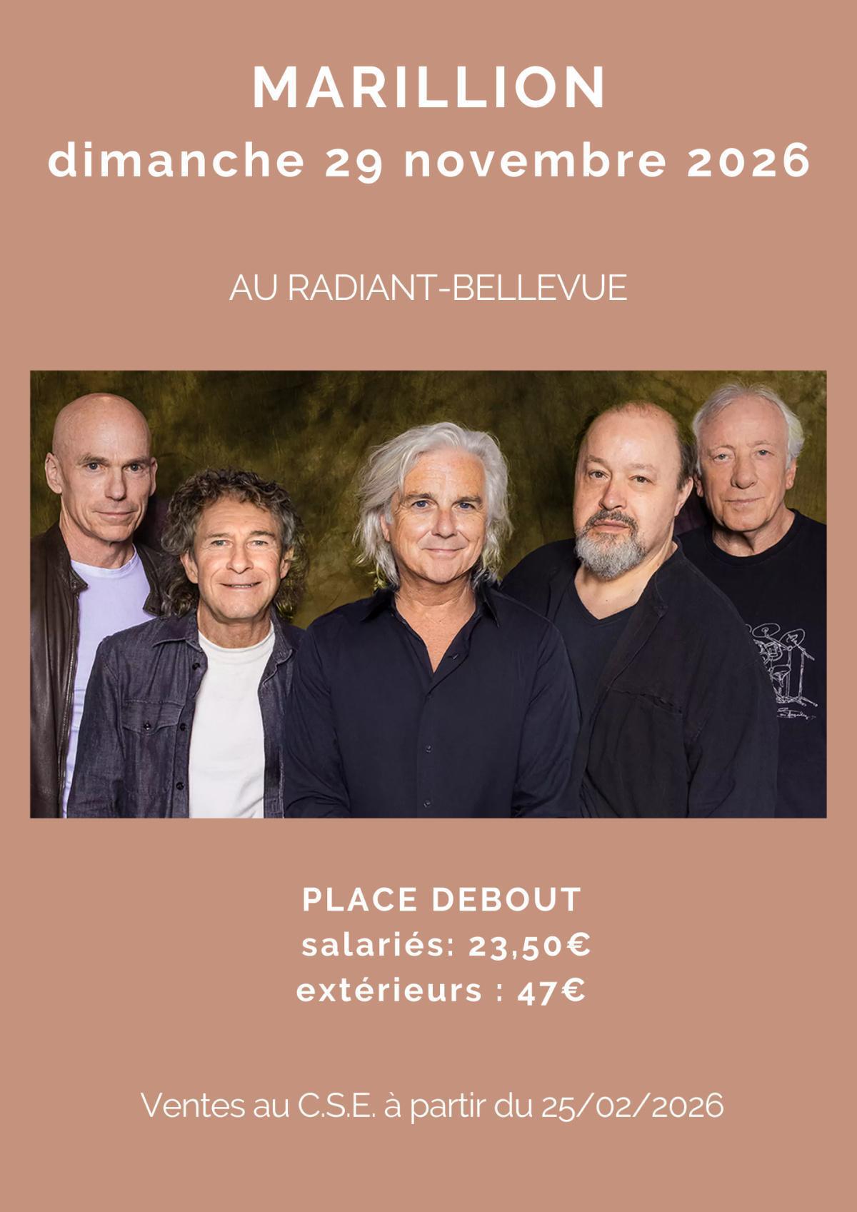 MARILLION dimanche 29 novembre 2026 MARILLION dimanche 29 novembre 2026