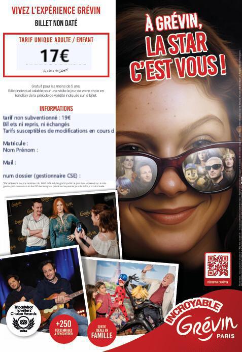 Musée Grévin 2026 : Billet non daté