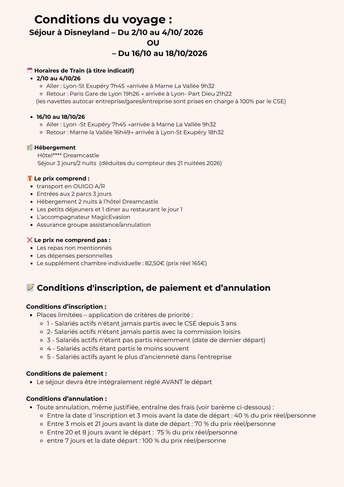 Week-end à Disneyland du 2 au 4 octobre ou du 16 au 18 octobre 2026