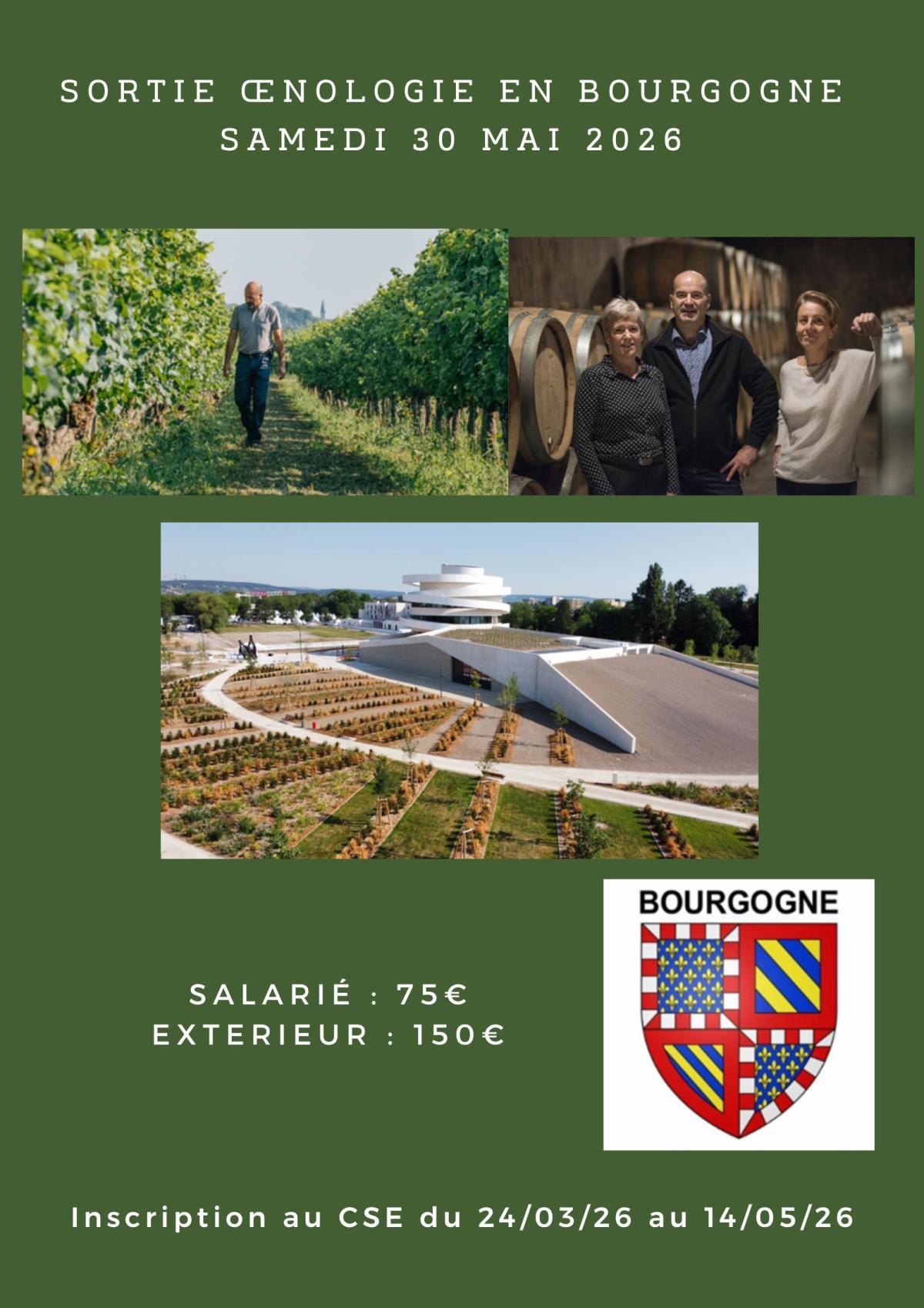 Sortie oenologie en Bourgogne le Samedi 30 mai 2026