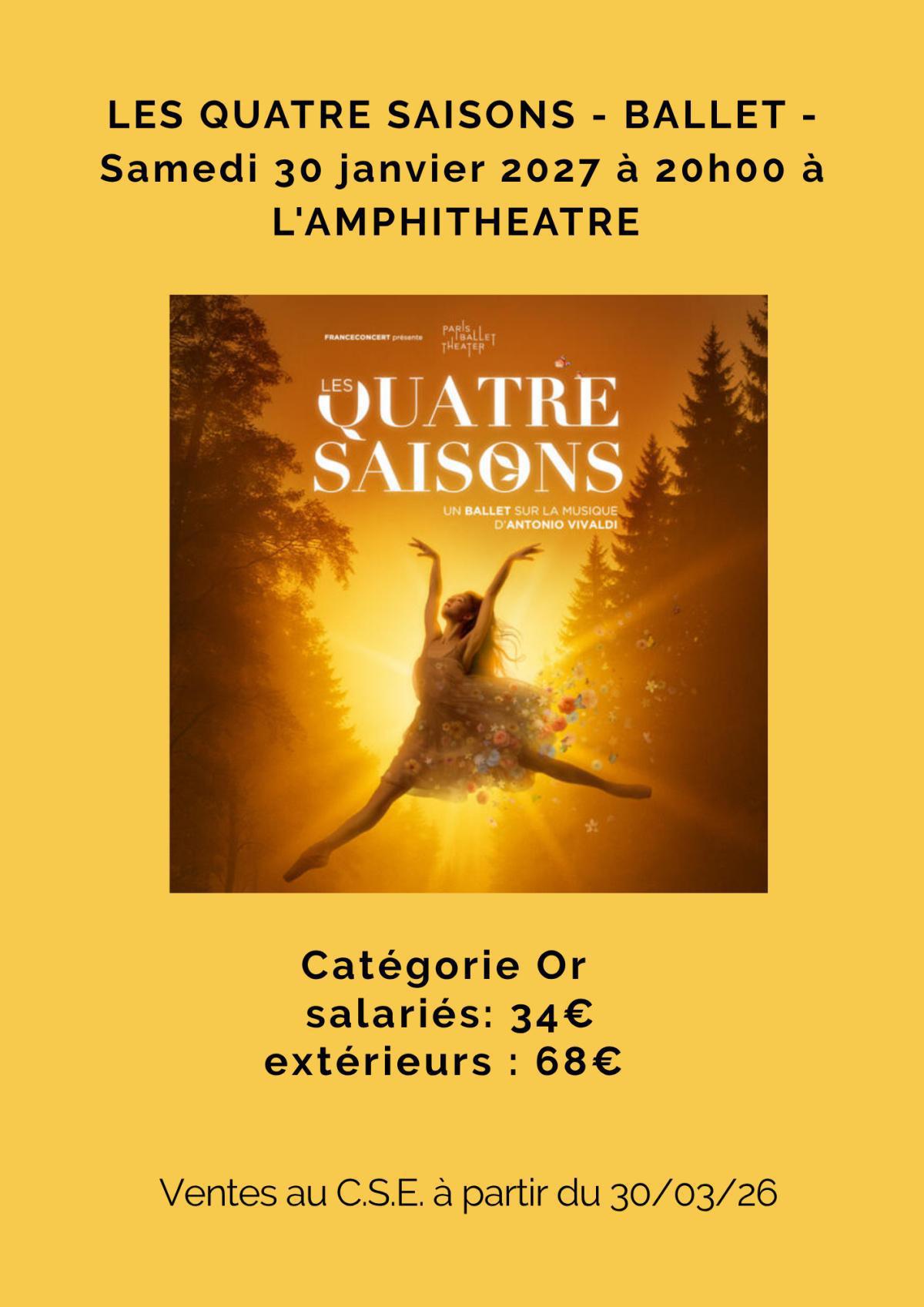 LES QUATRE SAISONS le Samedi 30 janvier 2027 à 20h00 à L'AMPHITHÉÂTRE LES QUATRE SAISONS le Samedi 30 janvier 2027 à 20h00 à L'AMPHITHÉÂTRE