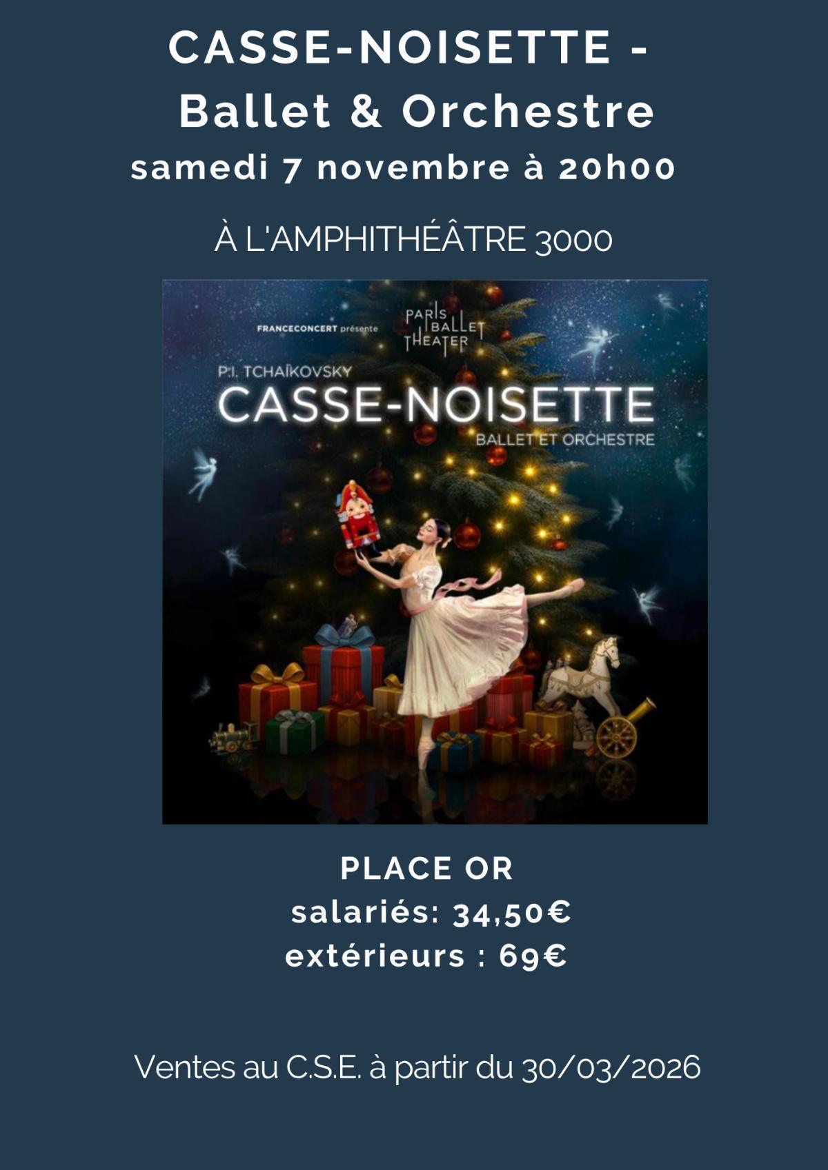 CASSE-NOISETTE le samedi 7 novembre à 20h00 à l'Amphithéâtre