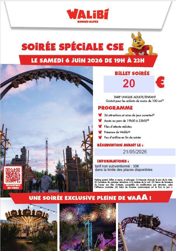 Walibi : soirée 06 juin sans repas