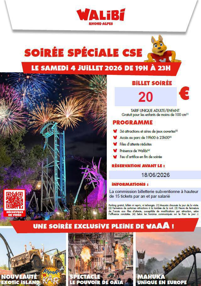 Walibi : soirée 04 juillet sans repas