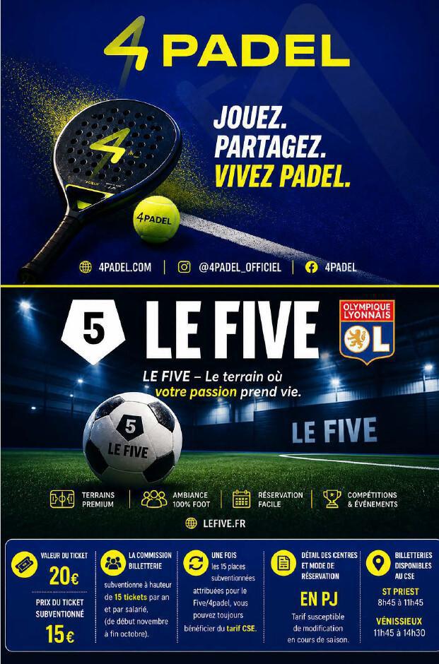 Nouveau : 4Padel (St Priest) - Le Five (Groupama)