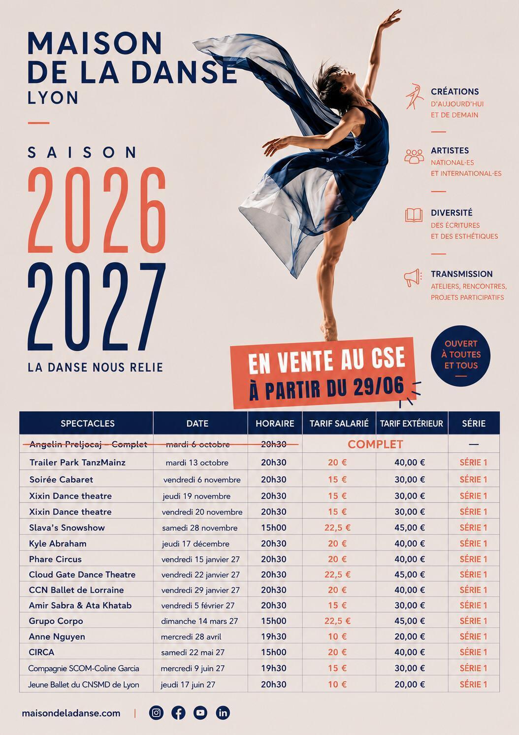 Maison De La Danse : Saison 2026-2027