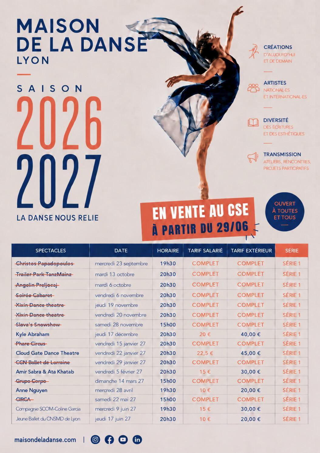 Maison De La Danse : Saison 2026-2027