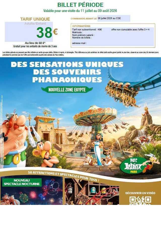 Asterix : Offre spéciale pour une visite du 11/07 au 09/08/26
