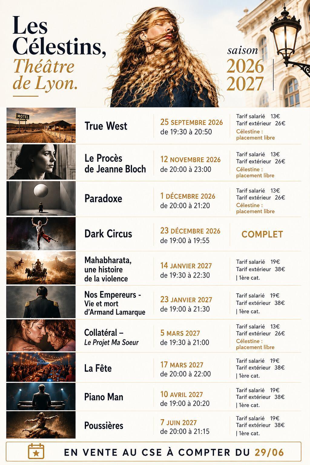 Les Célestins : saison 2026-2027