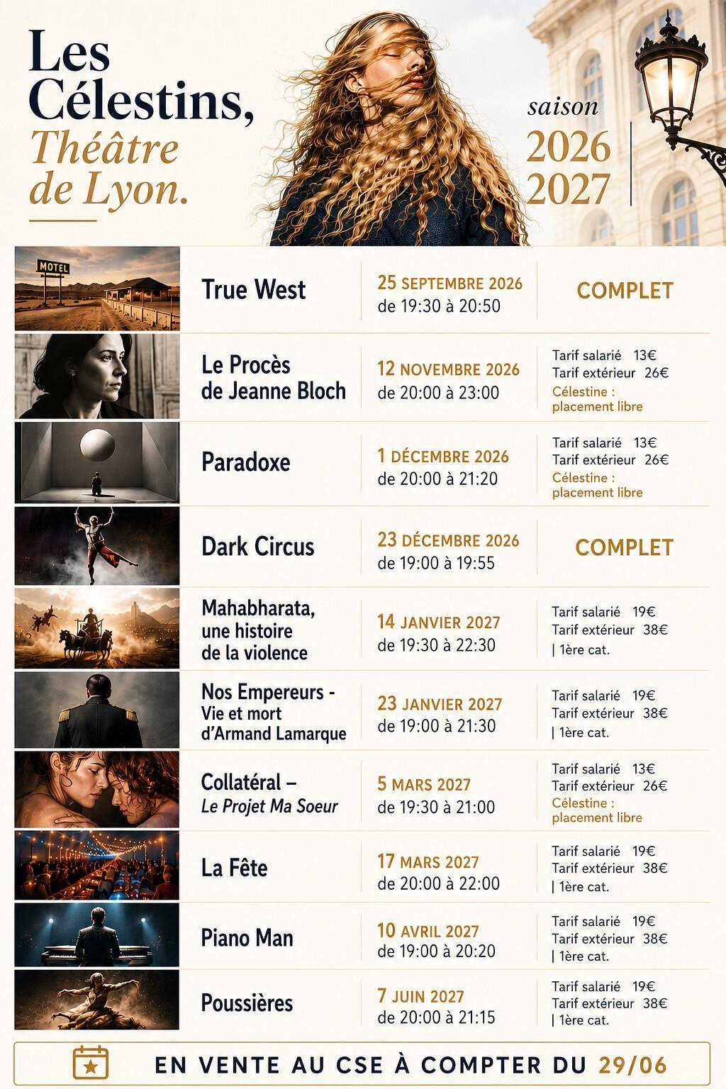 Les Célestins : saison 2026-2027