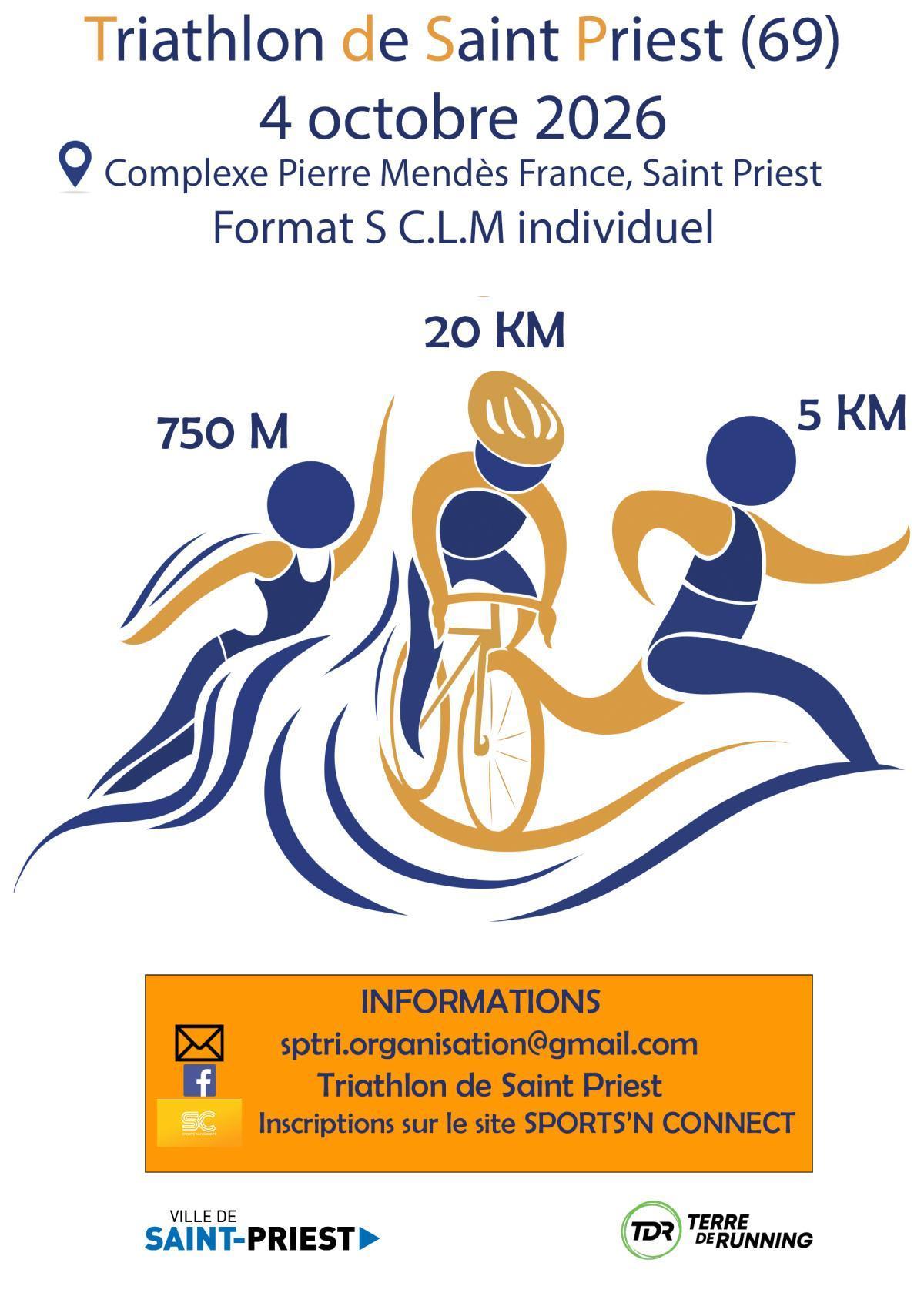 Triathlon de Saint-Priest - 04.10.2026 : format S Contre La Montre Individuel