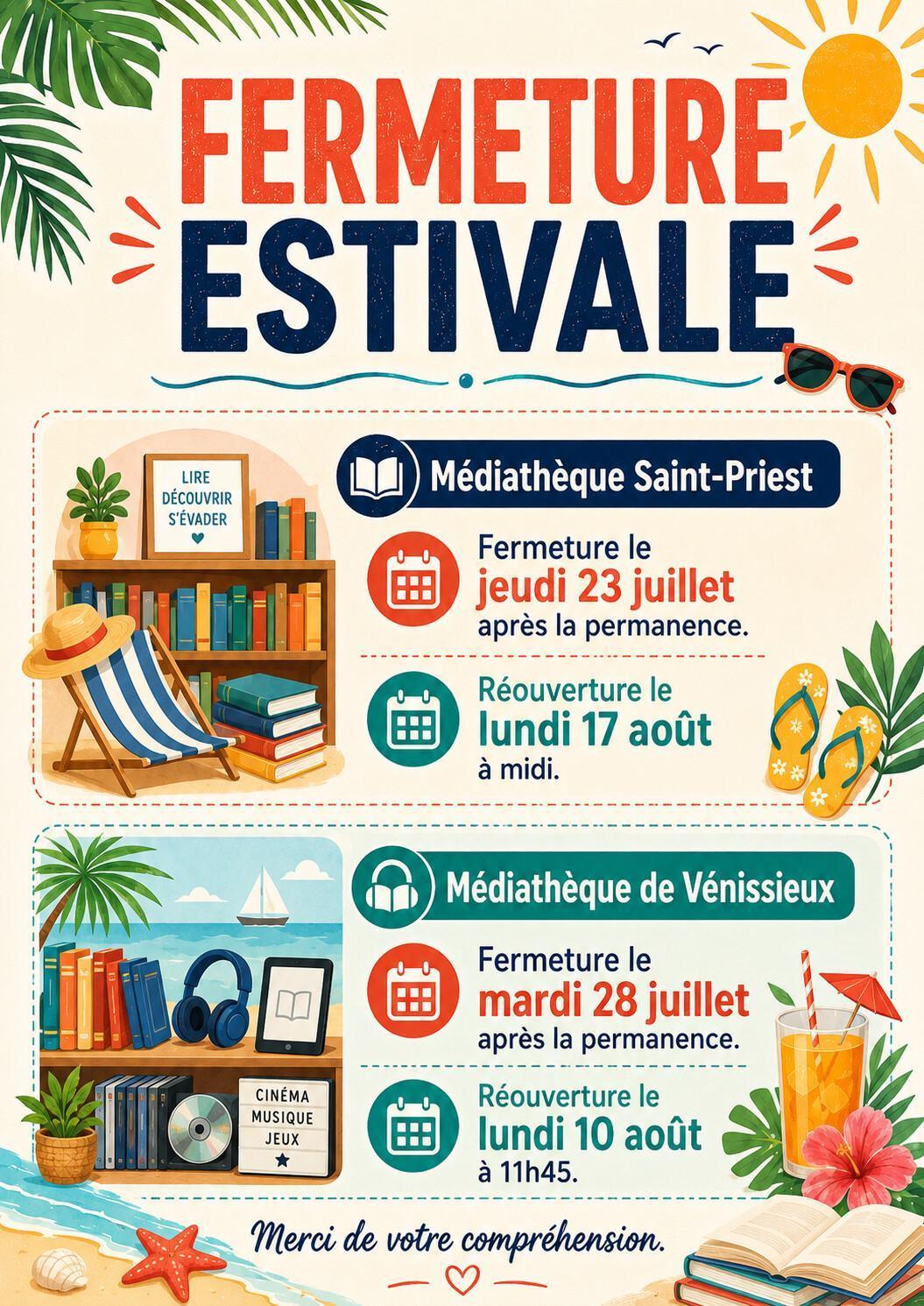 Médiathèques : fermeture estivale