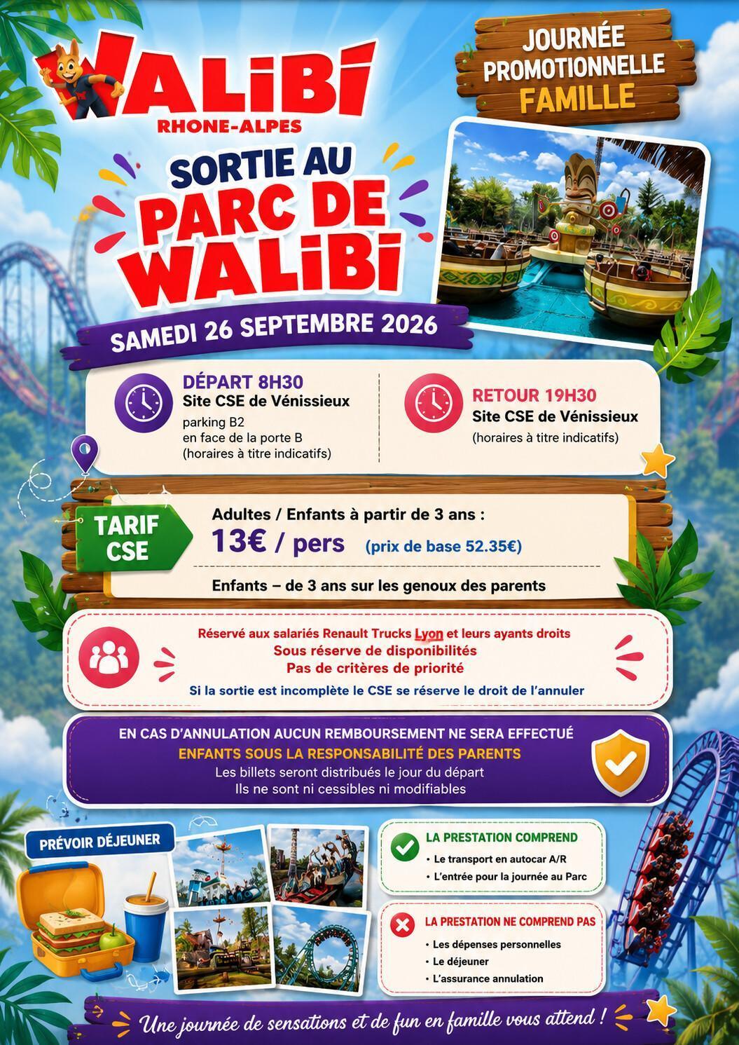 La commission loisirs vous propose une sortie ludique et familiale au Parc de WALIBI le samedi 26 septembre 2026 La commission loisirs vous propose une sortie ludique et familiale au Parc de WALIBI le samedi 26 septembre 2026