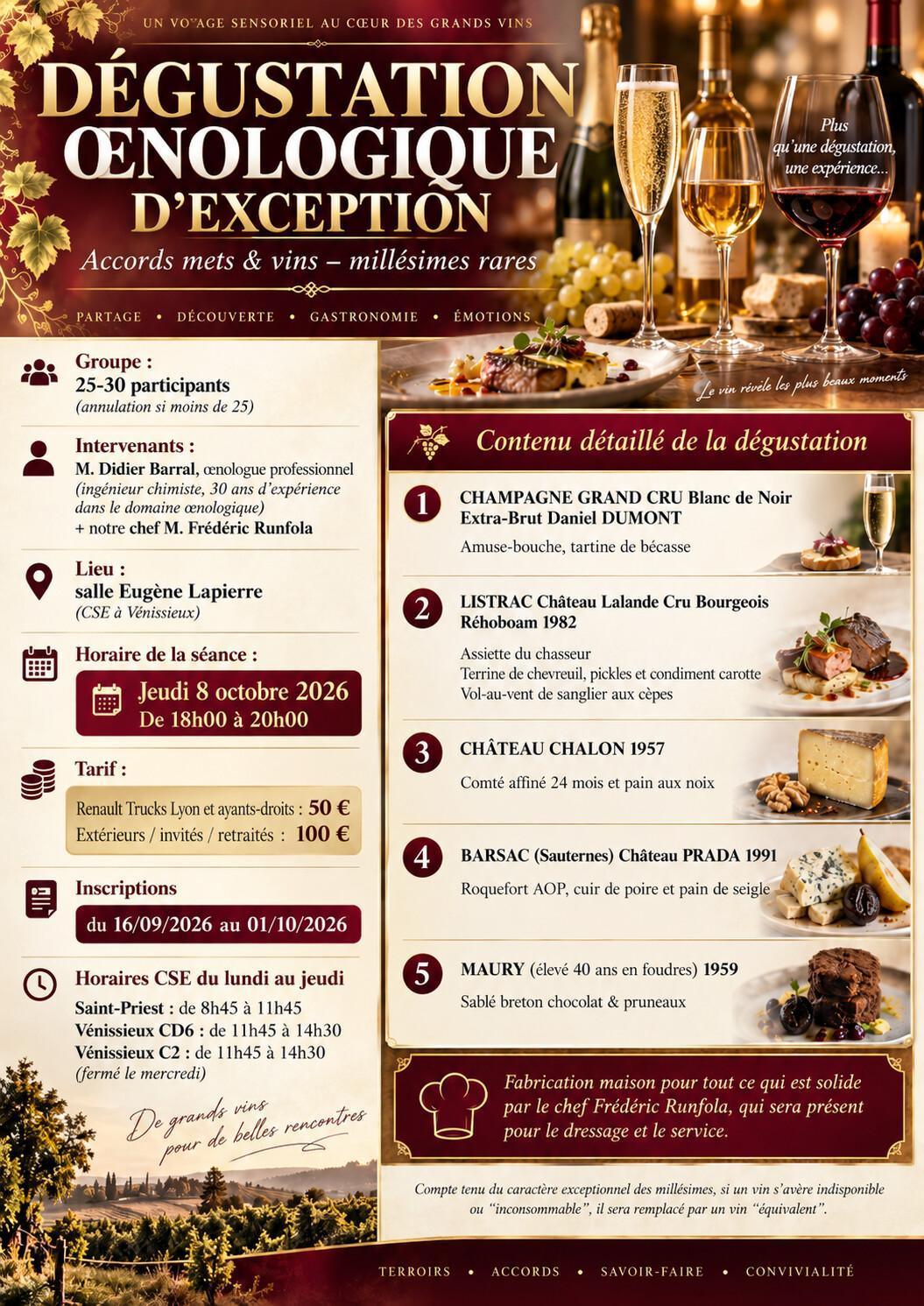 Dégustation oenologique d'exception le Jeudi 08 octobre 2026