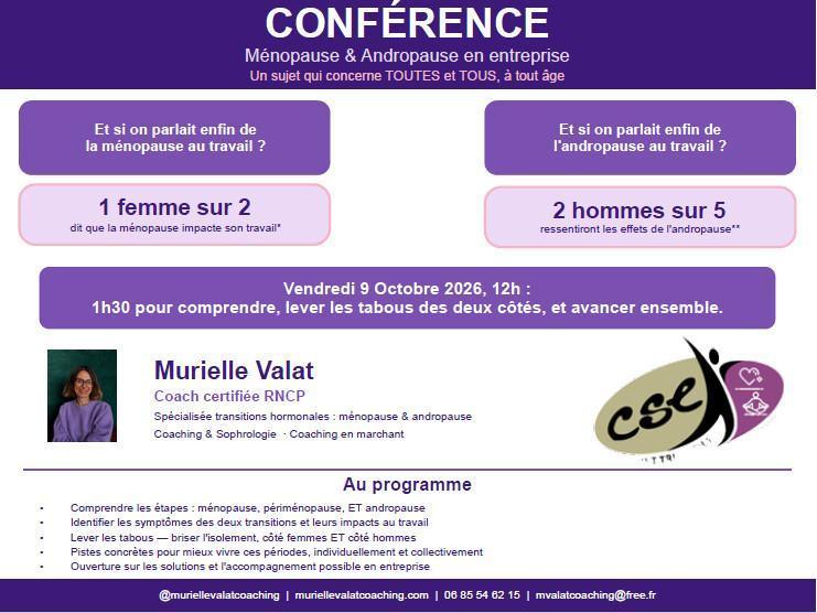 CONFERENCE : Ménopause et Andropause en entreprise 