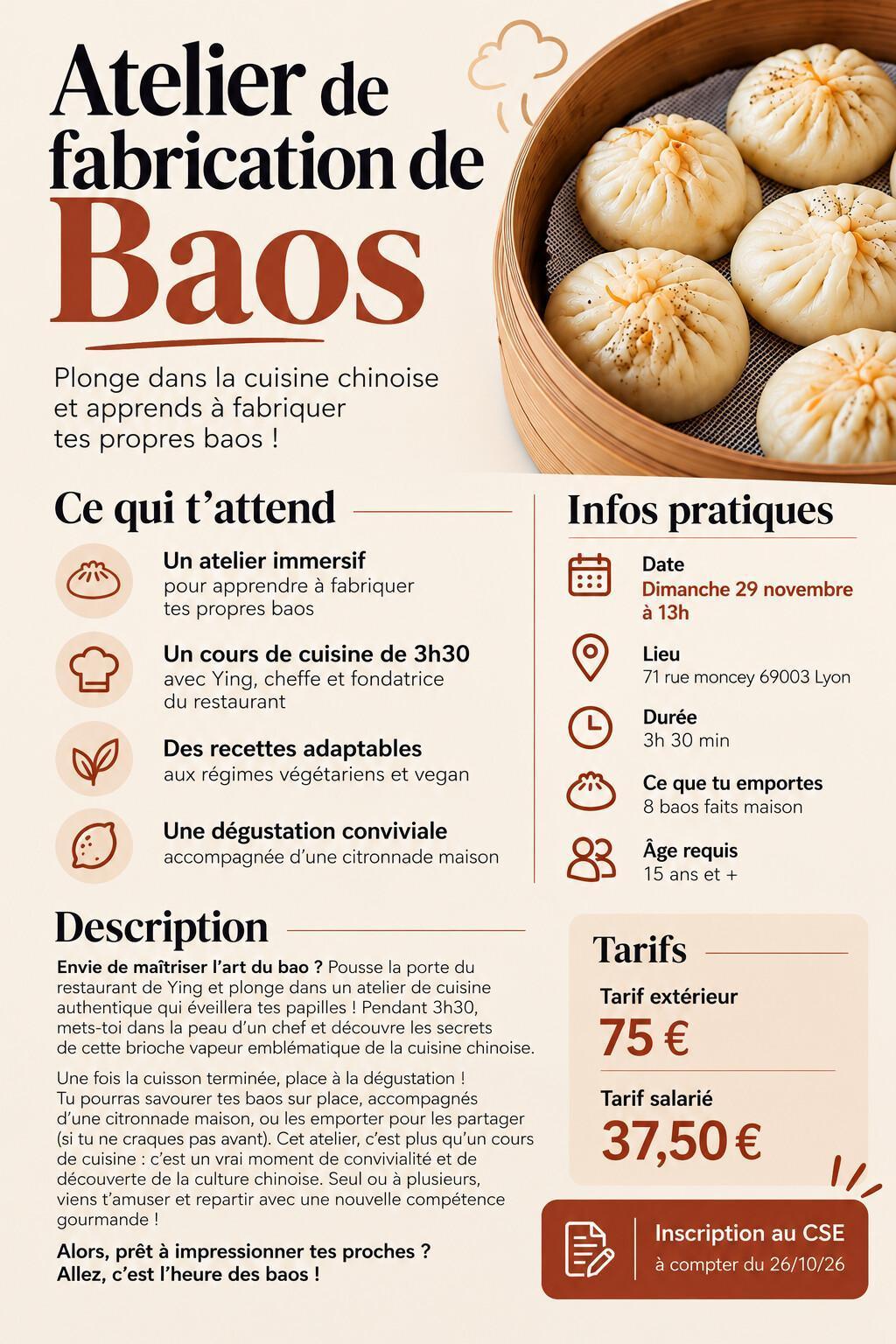 Atelier de Fabrication de Baos le dimanche 29/11/26