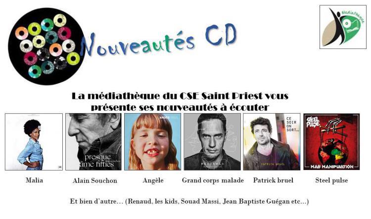 Nouveaux CD audio à la médiathèque de Saint priest