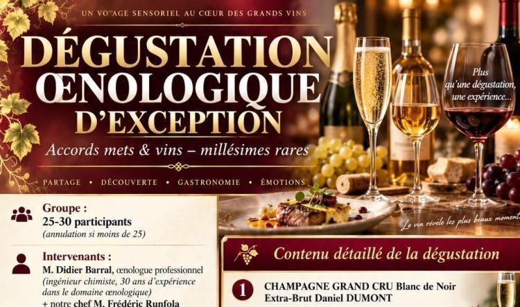 Dégustation oenologique d'exception le Jeudi 08 octobre 2026