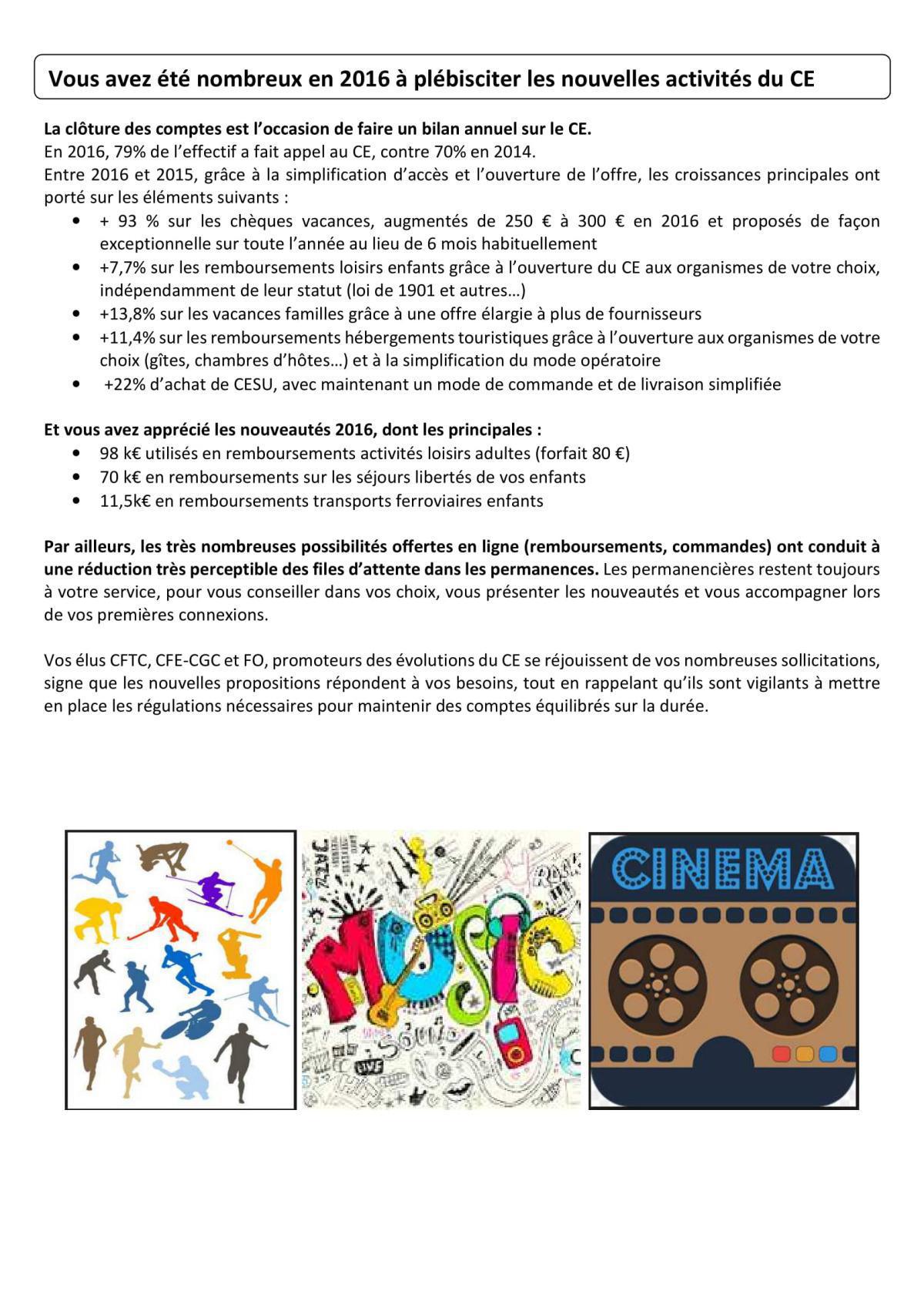 Une gestion du CE sous contrôle. juin 2017