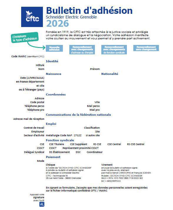 Pour adhérer à la CFTC Grenoble