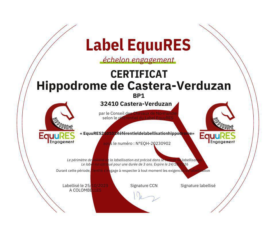 Labellisation de l'hippodrome de Castéra-Verduzan Labellisation de l'hippodrome de Castéra-Verduzan