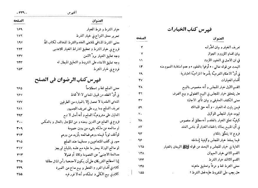 ذخائر النبوة، كتاب الخيارات