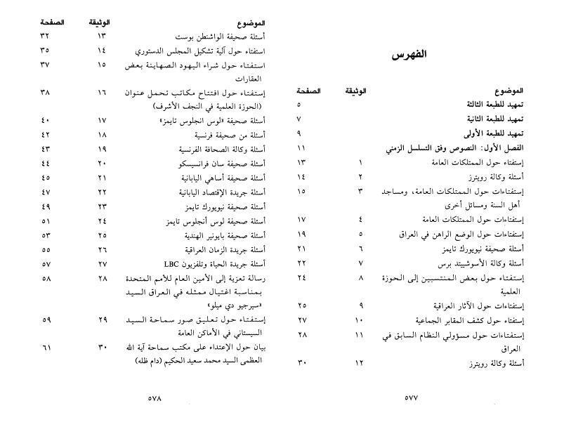 النصوص الصادرة عن سماحة السيد السيستاني في المسألة العراقية
