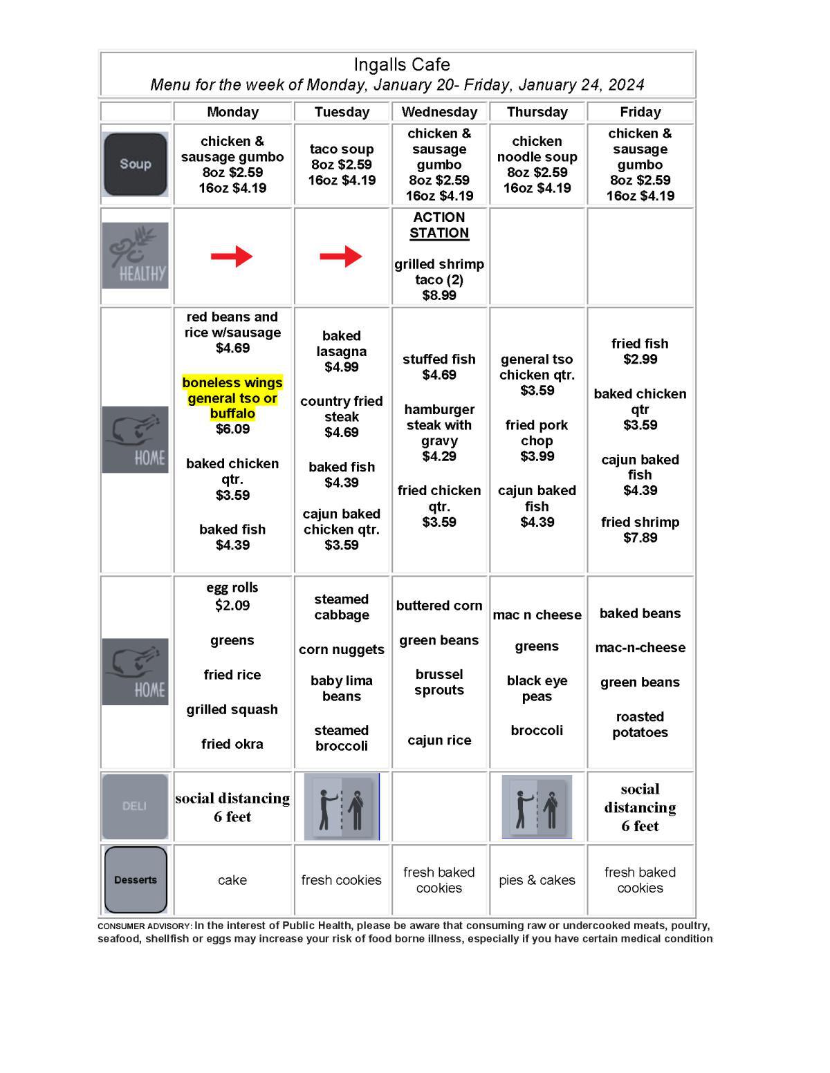 Weekly Cafeteria Menu