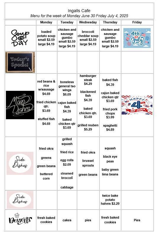 Weekly Cafeteria Menu