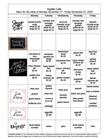 Weekly Cafeteria Menu