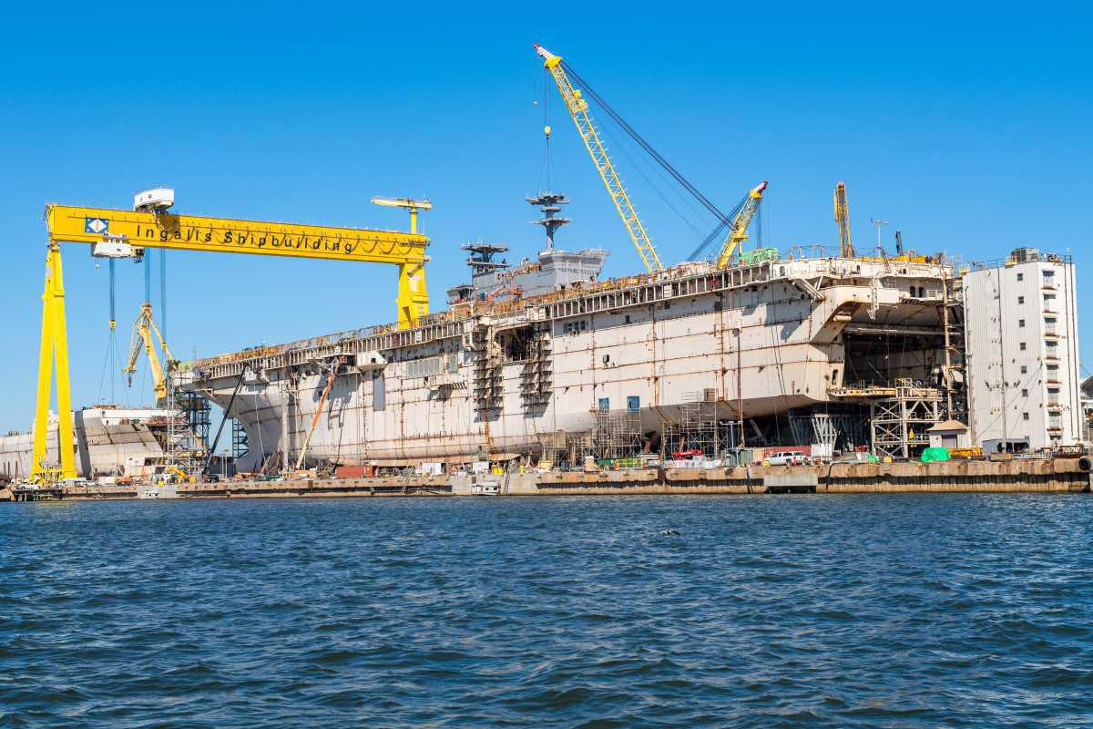 Mast erection on LHA 8 brings ship closer to completion Mast erection on LHA 8 brings ship closer to completion