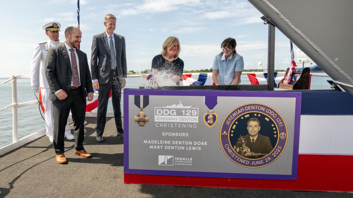 Ingalls Shipbuilding christens Jeremiah Denton (DDG 129) Ingalls Shipbuilding christens Jeremiah Denton (DDG 129)