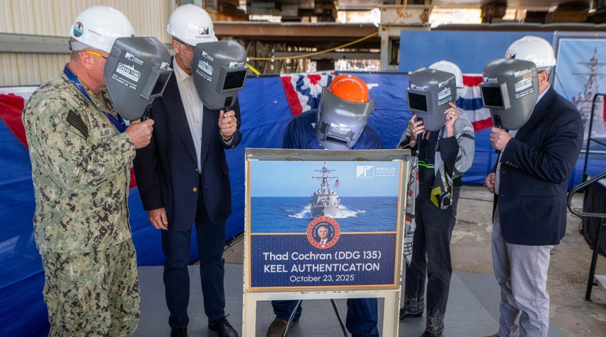 Ingalls Shipbuilding Authenticates Keel of Destroyer Thad Cochran (DDG 135)