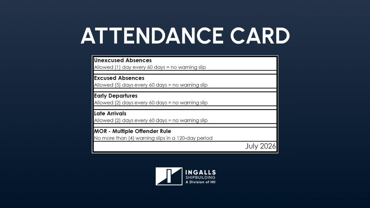 Attendance Card for Union-Represented Shipbuilders 