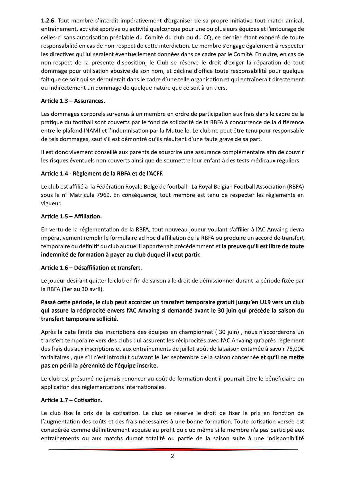 Règlement d'ordre intérieur. Règlement d'ordre intérieur.