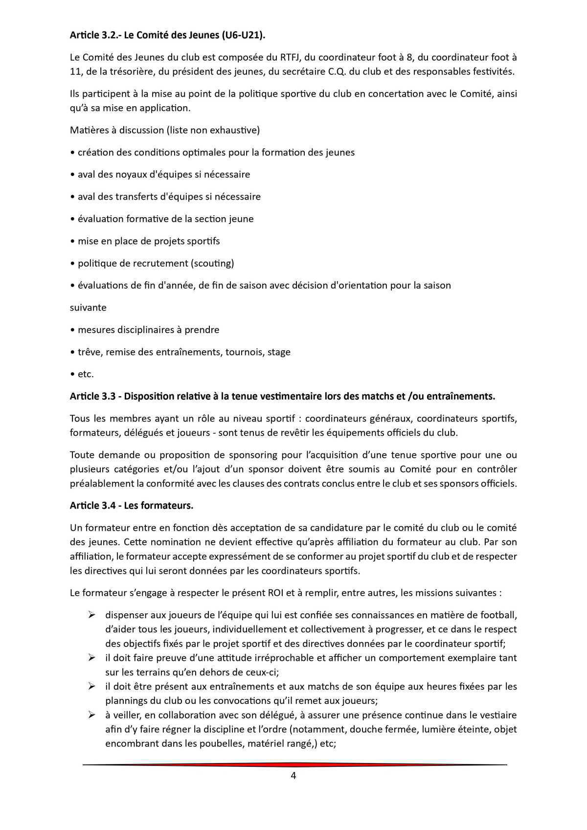 Règlement d'ordre intérieur. Règlement d'ordre intérieur.