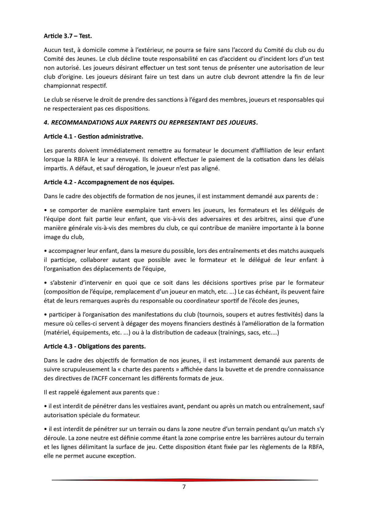 Règlement d'ordre intérieur. Règlement d'ordre intérieur.