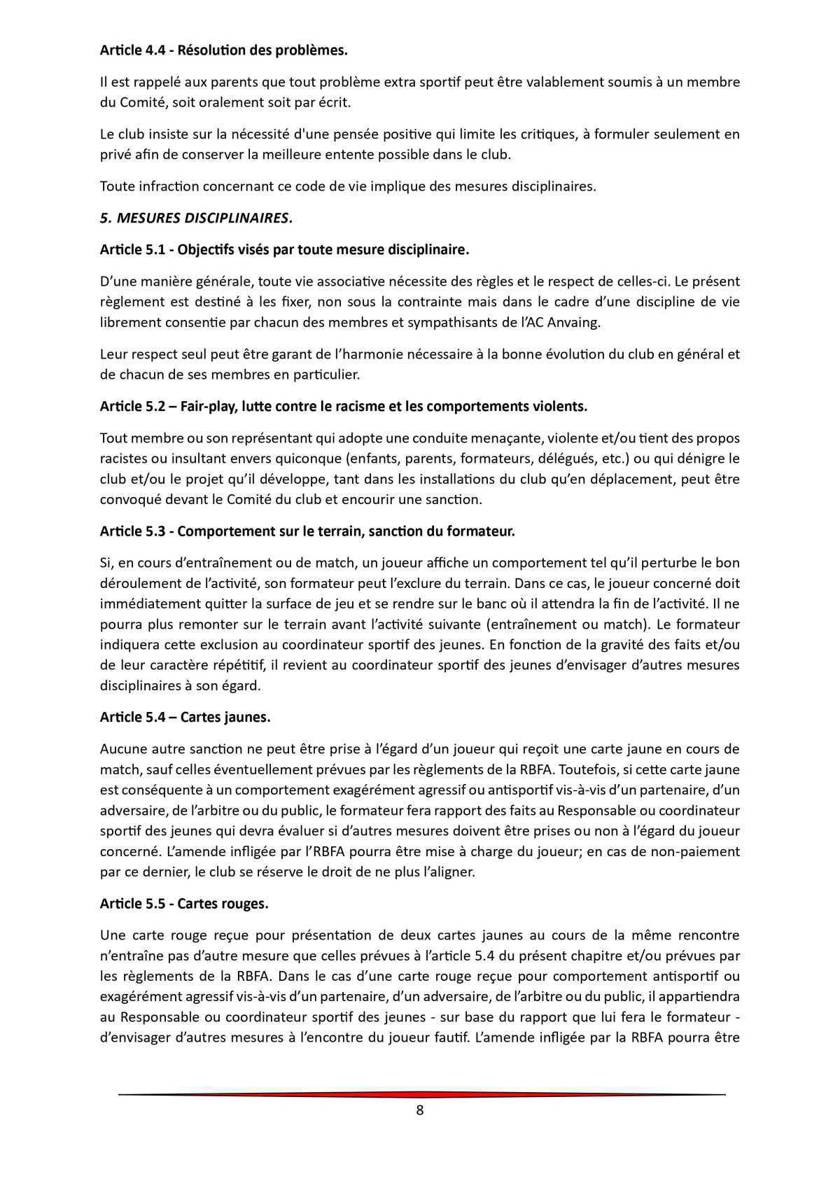 Règlement d'ordre intérieur. Règlement d'ordre intérieur.